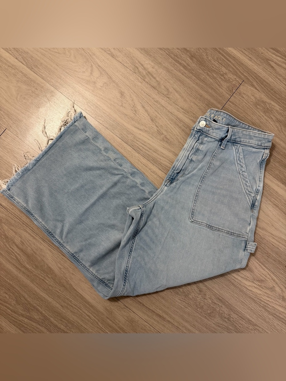American Eagle, AE Super High Rise Baggy Wide Leg Carpenter Jeans | Women's‎ 14